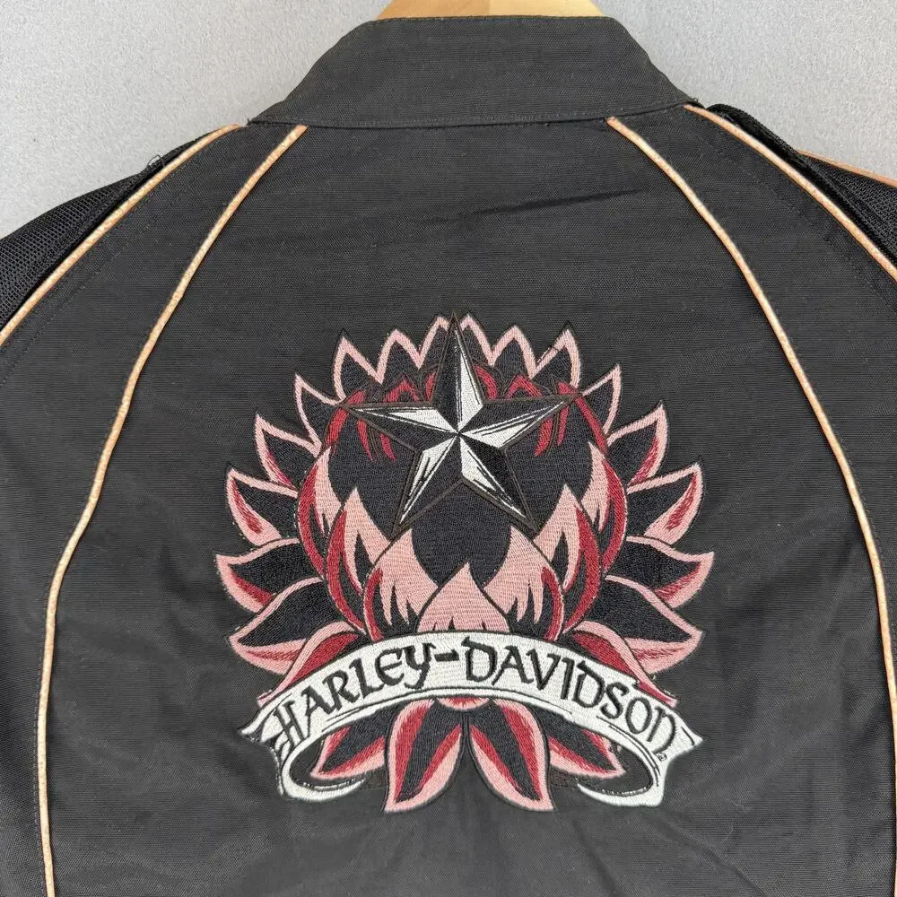 Harley-Davidson Jacket Womens XL Black Mesh Embroidered Motorcycle Riding Zip - Picture 12 of 12